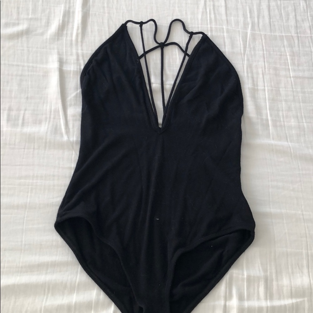 Black Open Back Bodysuit